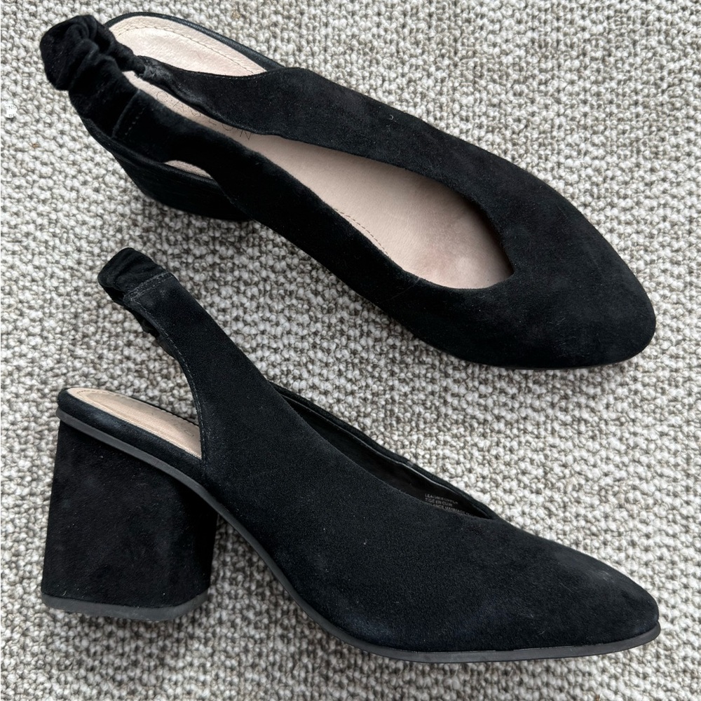 Caslon Black Suede Slingback Block Heel Pumps